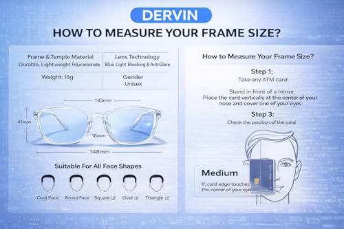 Image of Dervin Blue Light Blocking Glasses Gaming Filter Transparent Square Eyeglasses for Eye Protection Men Women, Computer /Tablet /Laptop /Mobile /TV, Anti-blue & Anti eyestrain