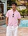COOFANDY Men Floral Cotton Shirts Front Pocket Short Sleeve Casual Summer Shirts Pink