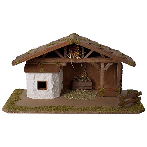 Holyart etable crèche en Bois modèle scandinave 30x55x30 cm pour santons de 10-12 cm