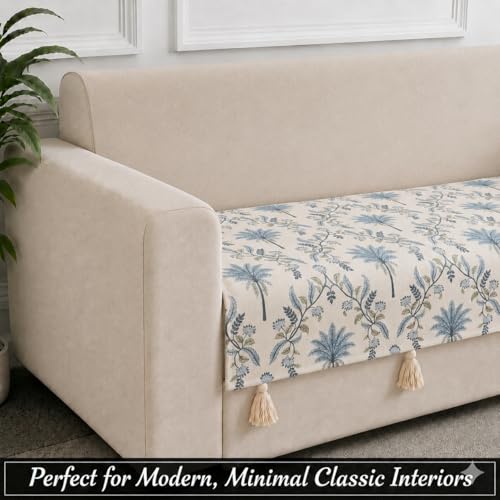 Image of STITCHNEST 'Eden Weaves Collection Series' 3 Seater Sofa Cover| Elegant Woven Fabric, Decorative Tassels, Washable & Durable for Modern Living