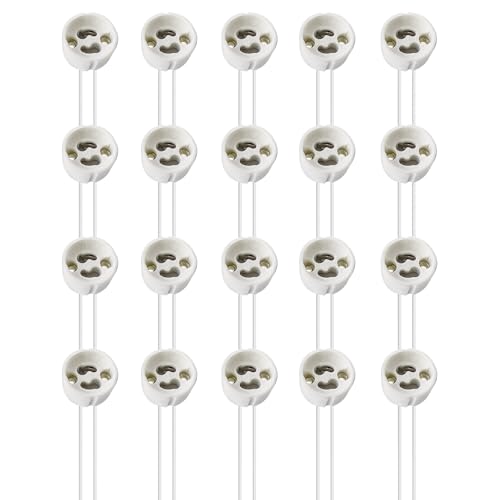 BEELUKY GU10 Fassung 20er Set Lampenfassung mit 15 cm Hochtemperatur-Silikonkabel (0.75mm) Keramiksockel für LED Glühlampe Halogen 300 Hitzebeständig 0-250V 0-300W