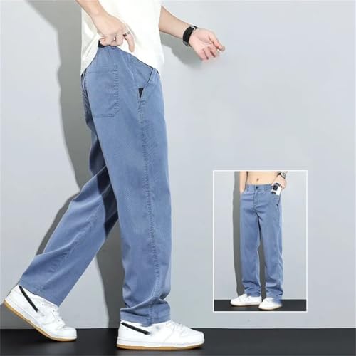 Men's Jeans Summer Thin Tencel Slim Straight Trousers Style from Casual Comfortable Versatile Pants4