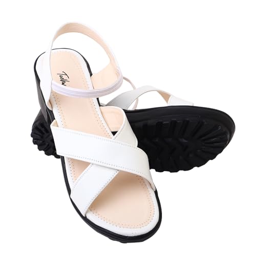 Image of Todhwear Women's Cross-Strap Block Heel Sandals, Gold, Chunky High Heel with Ankle Elastic Strap, Open Toe Wedges