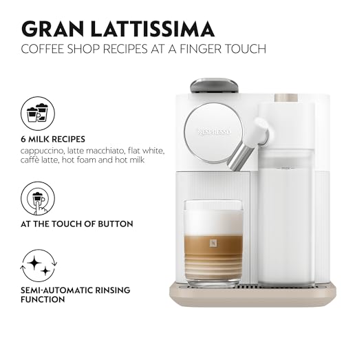 Nespresso De'Longhi EN640.W Gran Lattissima Kaffeekapselmaschine mit automatischem Milchsystem,19 Bar Druck, 1400W,Weiß – Bild 3