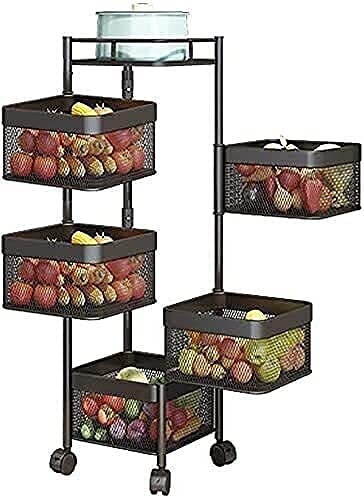 Carro de cocina de 29 cm con estante giratorio de 360 grados para almacenar frutas frescas