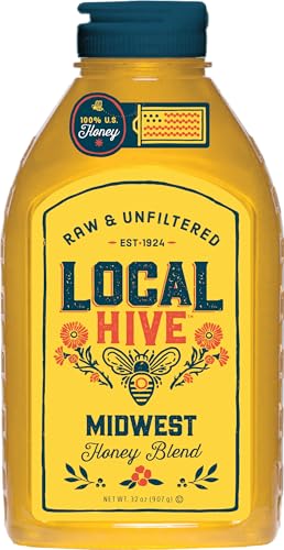 Image of Local Hive Midwest Raw & Unfiltered - 32 oz | 100% Pure U.S. Honey | Natural Sweetener Sourced from American Bees & Beekeepers | Light, Refreshing Flavor | Ideal for Tea, Baking & Cooking