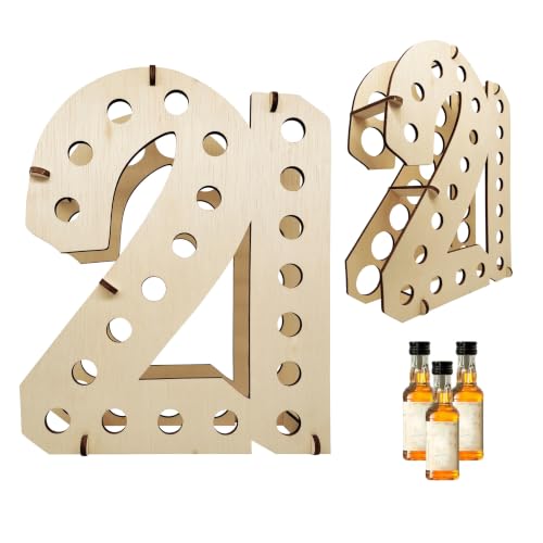 Image of Lumber Reveal USA | Natural 21 Shot Bottle Holder | 21st Birthday Decorations | Unique 21st Birthday Gifts | Holds 21 Shooter Bottles | 4 Colors Available | Assembled