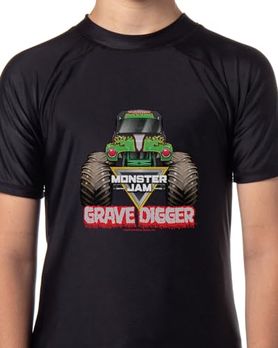 Monster Jam Grave Digger Boys' Short-Sleeve Swimsuit Rashguard Shirt Top Quick Dry2