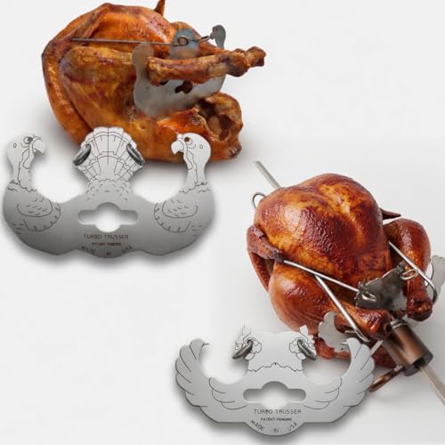 Turbo Trusser Dual Pack I As Seen on Shark Tank I Cooks Evenly & Makes Meat Juicier I Easy-to-Use & Dishwasher Safe I for Ovens Smokers Roasters Grills Rotisseries Air Fryers & Deep Fryers