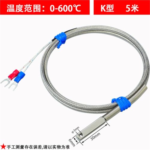 Termopar tipo K con cable de 5 metros e instalación con orificio circular para superficies 2