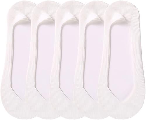 Womens No Show Socks 5 Pairs – Low Cut Liner Socks for Flats, Non Slip Silicone Grip, Breathable Cotton Bottom