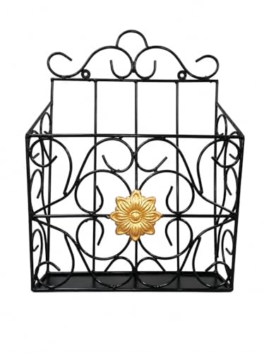 Image of Wall Mounted Hanging File & Magazine Holder - Metal Organizer for Newspapers, Documents & Office Storage | Decorative Rack for Home & Workspace 39x26x10 cm.