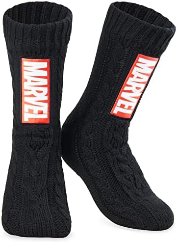 Marvel Fluffy Socks, Mens Slipper Socks, Black Panther Thor Warm Knitted Socks