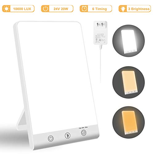Lampada Luce Diurna 10000 Lux, Lampada per la Luce del Giorno con Colori e Luminosità Regolabili, Lampada Fototerapia con 3 Impostazioni del Timer, Lampada Abbronzante con Dimensioni Compatte
