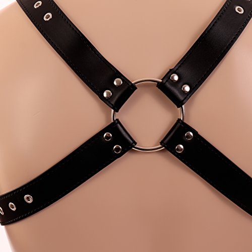 Leather Body Harness Belt, Men Body Harness Faux PU Punk Rivet Adjustable Tops2