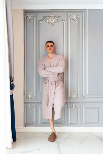Image of Muslin Unisex Bathrobe Women & Men, 100% Cotton Kimono Lightweight Robe | Long Robes Soft, Absorbent, Spa robes