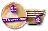 Waipur Bio Palmblatt Schalen - 25 große Schalen Ø 15 cm / 500 ml - Premium Einweggeschirr kompostierbar - Einweg Suppenteller - ähnl. Bambus Schalen