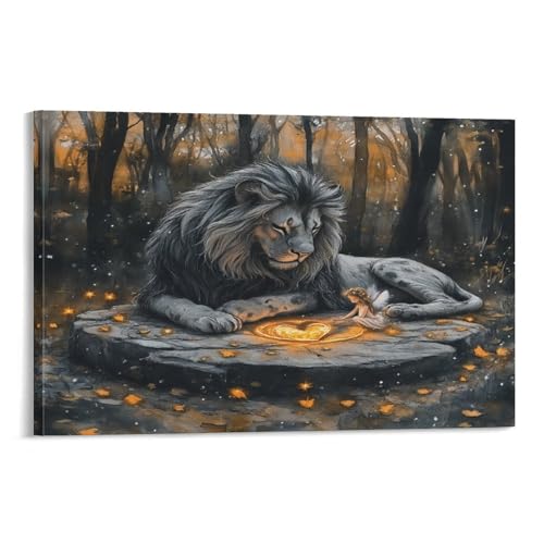 Impression sur toile moderne lion tableau décoration murale suspendre salle de bain 20x30