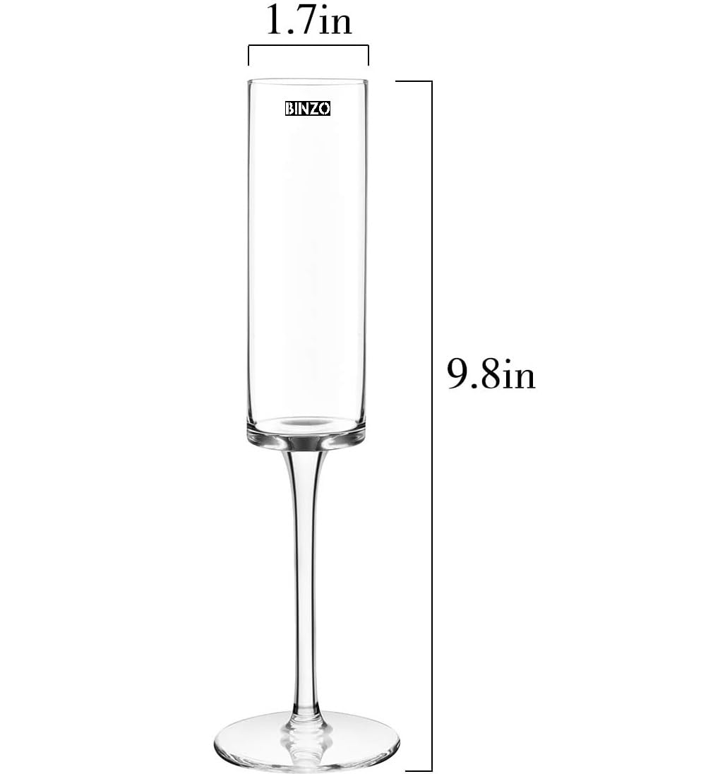 BINZO Champagne Flute Glasses, Set of 6, 180 ml, Premium Beautiful Tall Stemware Glass for Drinking Sparkling Wine, Champagnes, Cocktails, Gift, Bar, Home Use (6) 1