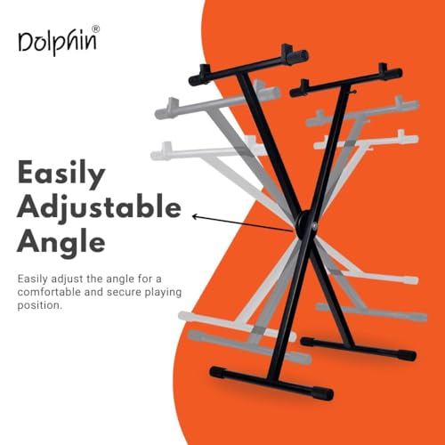 Image of DOLPHIN Heavy-Duty Single-X Adjustable Piano & Keyboard Stand with Secure Locking Mechanism, Sturdy Metal Construction for Home, Studio & Stage Use (Model DP10)