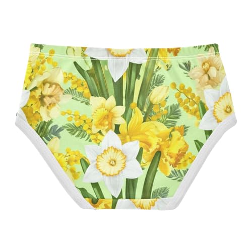 Floral Yellow White Daffodils Green Girl Panties Cute Girls Underwear Toddler Cotton Aesthetic Kids Undies Briefs 2t2