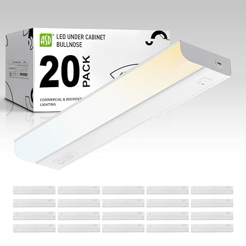 Image of ASD LED Under Cabinet Lighting Hardwired, 18 Inch 10W 2700K-5000K Selectable, 807LM, CRI90+, Direct Wire Linkable Under Counter Lights for Kitchen, Dimmable Under Cabinet Lights, White, UL, 20 Pack