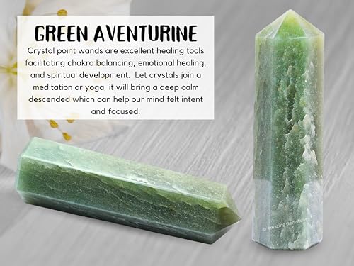 Image of Amazing Gemstone Large Green Aventurine Crystal Towers ~ Natural Healing Crystal Point Obelisk for Reiki Healing and Crystal Grid (5.5 to 6 INCH)