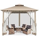 COBIZI Carpa 3x3 con Pared Cenadores para Jardin Gazebo Carpas para Exteriores Cenador 3x4 Gazebo De Acero para Exteriores con Malla De Cremallera Y DiseñO De Estante Esquinero