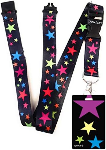 SpiriuS Lanyard Neck Strap with Unique Soft Plastic Badge Holder for Mobile ID Keys mp3 USB Holder. (Unique Daisies in Black)
