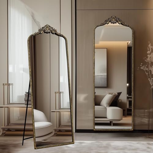 Growsun Antique Vintage Black Baroque Full Length Floor Mirror, 65’’x22’’