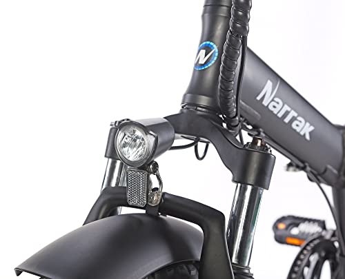 Narrak 48V 500W 13 Ah 20" X4.0 Folding Fat Tire Step Over/Step-Thru Electric Bicycle Mountain Removable Battery E-Bike Foldable Snow Electric Bike (Step-Over Orange) #TOP4
