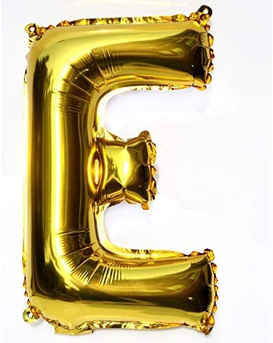 PARTY Foil Balloon (Letter E) Air and Helium Quality's Available All Numbers and Alphabetic Letters - (Quantity One Per Pack) Golden Colour