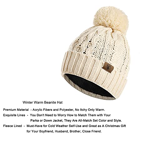 Winter Warm Beanie Hat Scarf And Touchscreen Gloves Set For Womens Skull Caps Neck Scarves With Fleece Lined For Men #TOP1