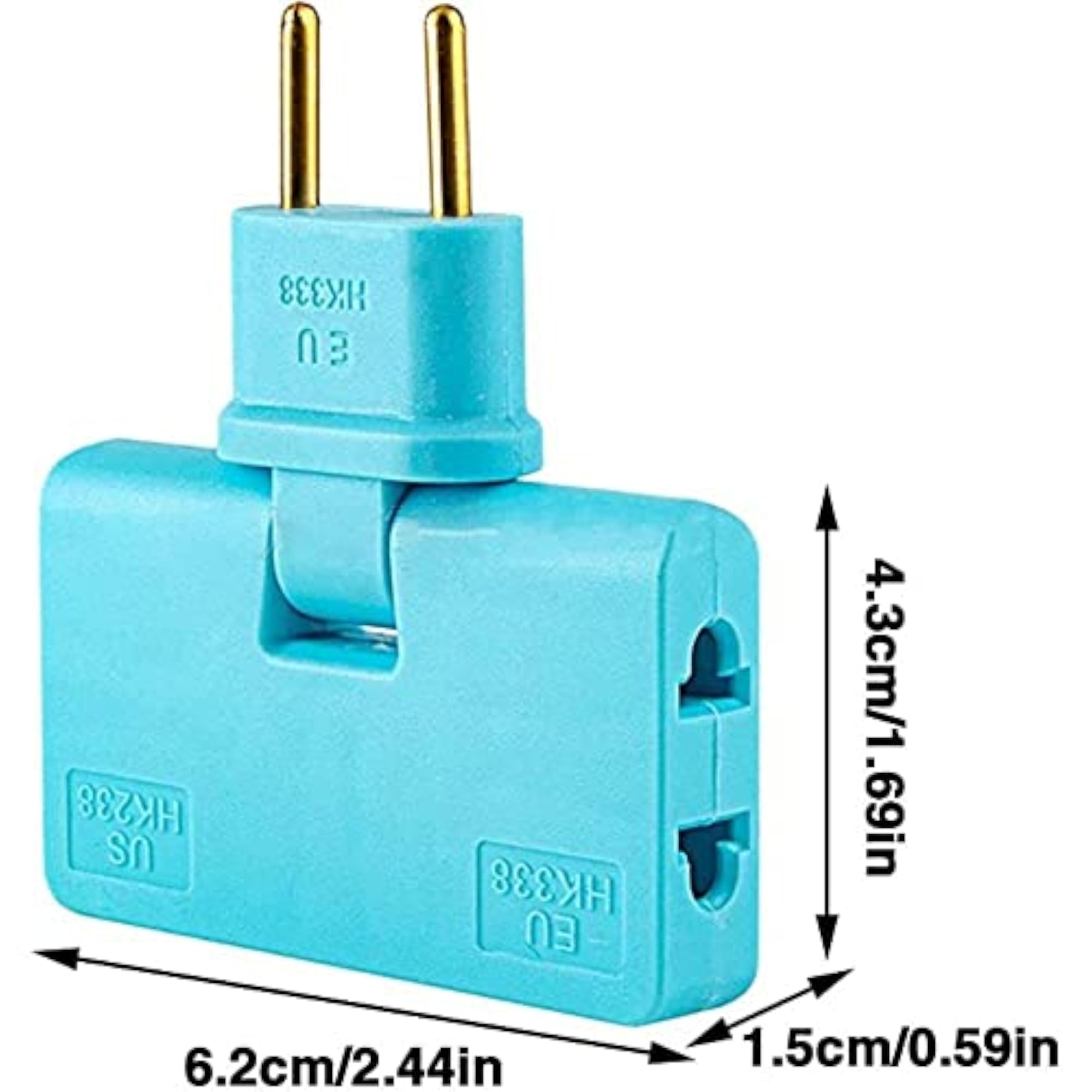 European Power Adapter Plug, 3-Pack Multi-Colour, Gold-Plated Pins