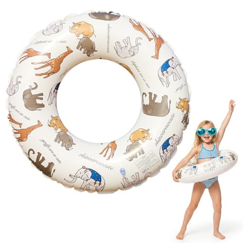 Image of Proberos Swimming Tube for Kids Age 3-6, PVC Inflatable Swimming Ring with Animal Print Design, Lightweight Floating Tube for Kids, Summer Pool, 22-50 CM