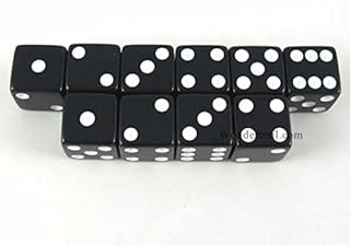 Black with White pips 16mm (5/8in) D6 Dice (10) Koplow Games