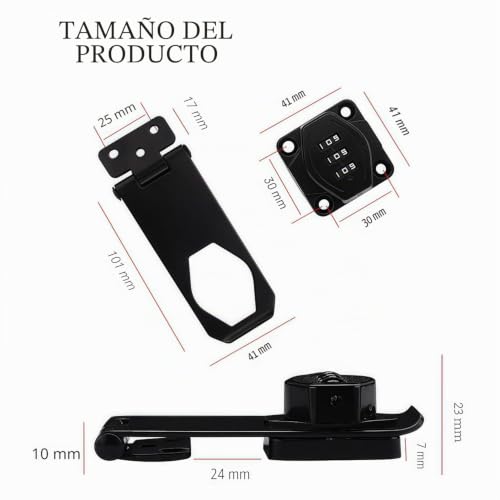 Miniatura 2 de Cerradura De Combinación De Puerta Gabinete,Cerradura De Seguridad 3 Dígitos Con Tornillo,Cerradura Mecánica Con Contraseña,Cerradura De Privacidad Para Puertas Armarios Granero Garaje 2pcs Nero