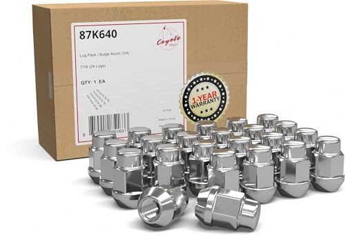 Wheel Accessories Parts 24 Pcs 7/16-20 Thread Bulge Acorn 1.38 35mm Long Lug Nuts Chrome 3/4 19mm Hex Fits Chevrolet Blazer C10 K10 GMC Jimmy K1500