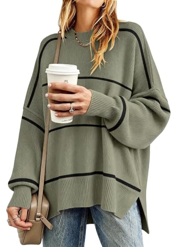 Image of Womens Oversized Sweaters Fall 2026 Fashion Clothes Colorblock Knit Tops