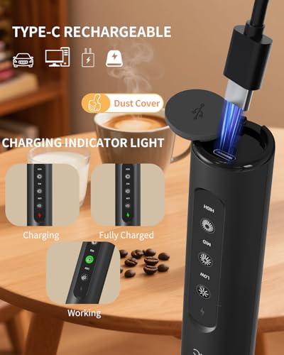 Image of CIRCLE JOY Rechargeable Milk Frother for Coffee with Stand & Storage Box, 3 Variable Speeds, 3 Whisks, Coffee Frother Electric Drink Mixer for Latte, Cappuccino, Hot Chocolate, Eggs and Protein Powder