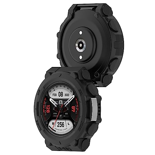Image of YODI Soft TPU Case Cover for Amazfit T-REX 2 Smartwatch only Removable Flexible Screen Protector Watch Cases for Men and Women Anti Scratch 360 Degree Full Protection (Case Black)
