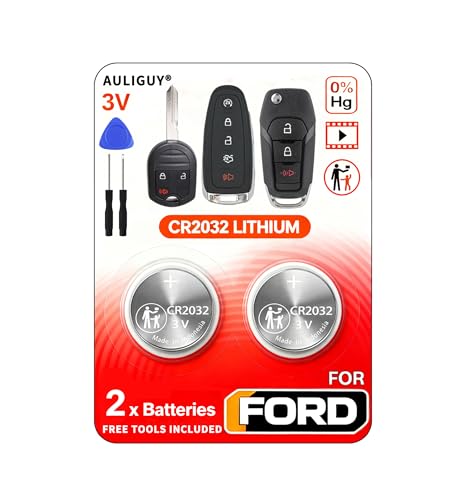 Auliguy Key Fob Batteries Replacement for Ford F150 Escape Explorer Focus Fusion Expedition Taurus Fiesta Econoline Flex Edge Transit Mustang Ranger EcoSport Remote Key