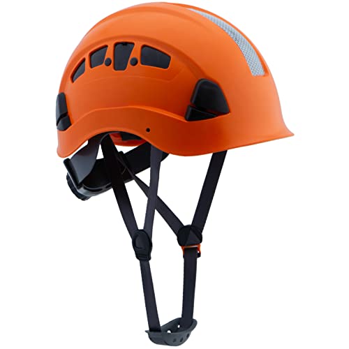 LOHASPRO Orange Vented Safety Helmet with Chin Strap