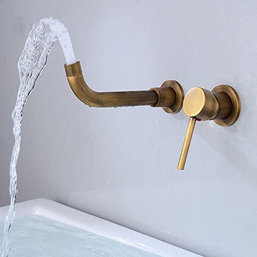 Mitigeur de salle de bain mural en or brossé au style antique raffiné