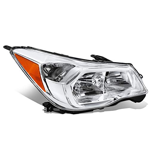 DNA MOTORING OEM-HL-0127-R Chrome Factory Style Right Passenger Headlight Head Lamp Compatible with 2014-2016 Forester,Clear Lens/Amber Reflector