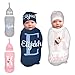 WTCWY Personalized Baby Swaddle and Hat for Baby Girl Boy with Name Personalized Custom Baby Blankets for Girls Boys with Name Personalized Baby Items Girl Boy Gifts