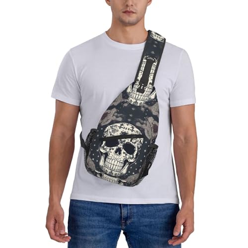 Mochila bandolera con estampado Skull para viaje y senderismo miniatura 7