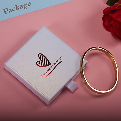 Women's Bangle Bracelets , Stainless Steel Oval Ecg Bangles For Women Girls, Silver Gold & Rose Gold Bangle, Middle #TOP1