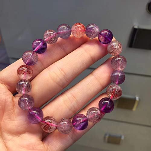 Bracelet cristal de Quartz lépidocrocite Super Seven perles rondes 9.5mm - 2