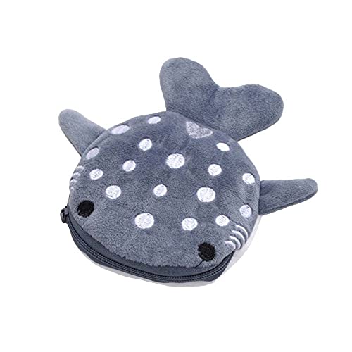 Shark Plush Wallet Women Coin Purse Cosmetic Bag Earphone Purse Cartoon Shark Chirstmas Gifts Mini Earphone Bag Small Items Bags(Grey) #TOP27
